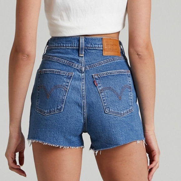 Levi's 501 High Rise Denim Blue Shorts - Picture 2 of 5